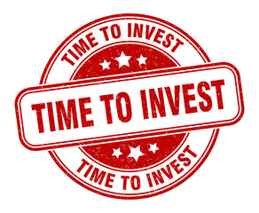 time to invest stamp. time to invest label. round grunge sign