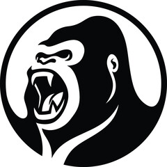 Round Logo Design of Roaring Gorilla © DKG1111