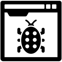 
A solid icon of a bug indication web malware
