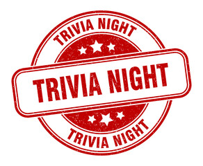 trivia night stamp. trivia night label. round grunge sign