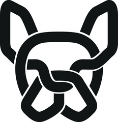Head of French Bulldog with Nordic Knot Design Style