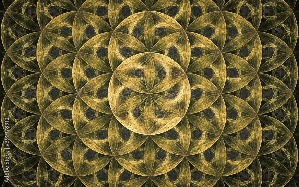 Aufkleber digital image generated on a computer consisting of beautiful abstract geometric shapes, lines of di