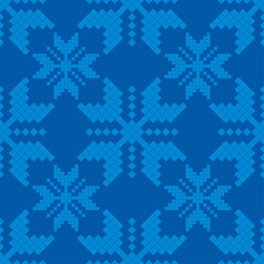 Fototapeta na wymiar Christmas decorative snowflakes. Norwegian design. Geometrical figure. Seamless background. Boho style. Vector illustration for web design or print.
