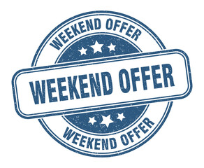 weekend offer stamp. weekend offer label. round grunge sign