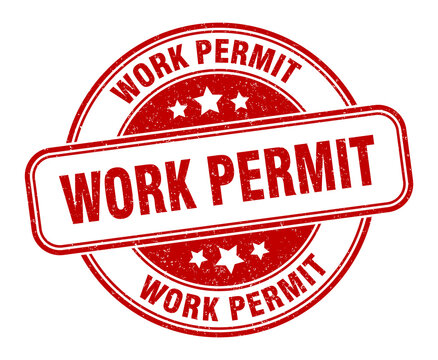 work permit stamp. work permit label. round grunge sign