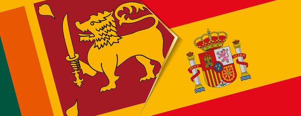 Sri Lanka and Spain flags, two vector flags.