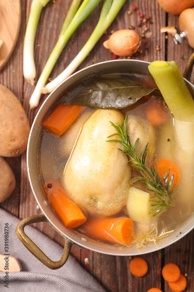 Canvas Prints chicken soup with vegetable and herbs