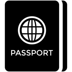 
An international passport id with a globe on cover glyph icon
