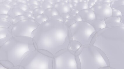 Abstract silver background of festive shiny bubbles 3d rendering