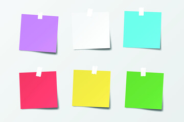 Set of colored paper notes. Vector template