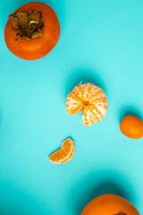 orange food on blue background