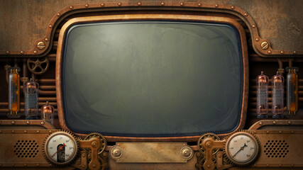 Steampunk television screen - digital illustration