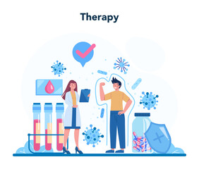 Professional immunologist. Idea of healthcare, virus prevention.