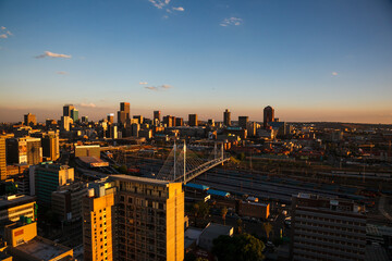 Johannesburg city at dusk.