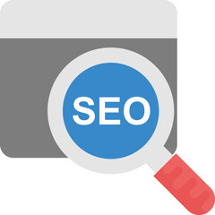 
A conceptual icon of search engine optimization in flat design 

