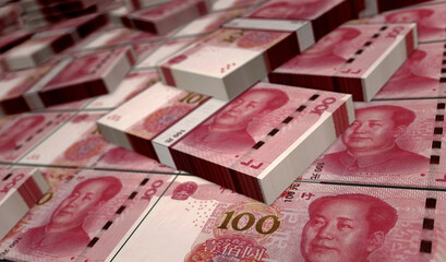 Chinese yuan money banknotes pack