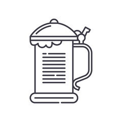 Beer steins icon, linear isolated illustration, thin line vector, web design sign, outline concept symbol with editable stroke on white background.
