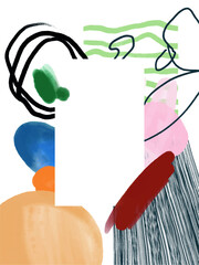 Abstract postcards. Pictorial abstraction. Strokes of brushes, paints, prints and lines. Colorful design cards.