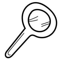 oral cavity examination mirror for dentist office, coloring book, isolated object, vector medical doodles