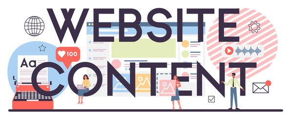 Website content typographic header. Idea of digital strategy and content