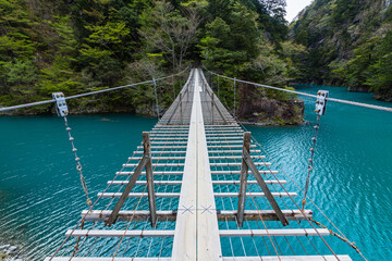 日本　静岡県川根本町、寸又峡の夢の吊り橋