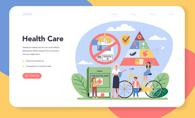 Obraz premium Healthy lifestyle class web banner or landing page. Idea of life safety