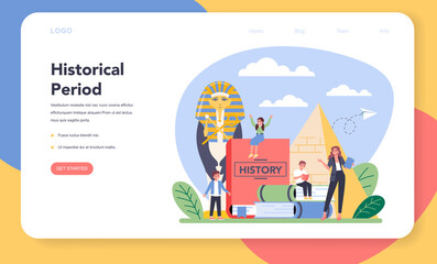 History web banner or landing page. History school subject.