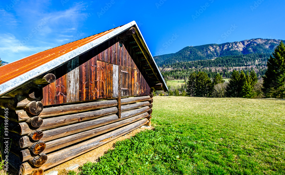 Canvas Prints hut at the european alps