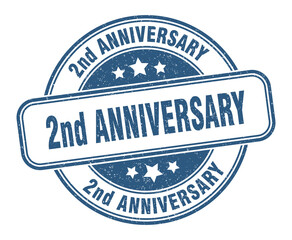 2nd anniversary stamp. 2nd anniversary label. round grunge sign