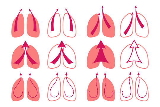 removal of sputum from the human lungs. logo. vector illustration. collection of icons on a white background.