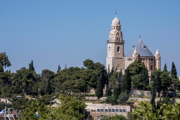 Vista de la Abadía de la Dormición en Jerusalén, Israel