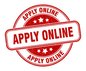 apply online stamp. apply online label. round grunge sign