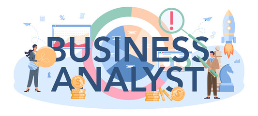 Business analyst typographic header. Project optimization consultant.