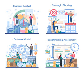 Business analyst set. Project optimization consultant. Business