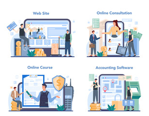 Encashment or collector online service or platform set. Money