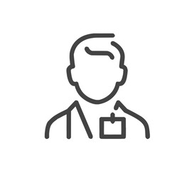 Black flat icon of full face with badge man on white background