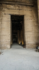 Fototapeta na wymiar Main entrance gate with hieroglyphic before going inside sacred area