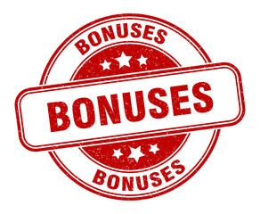 bonuses stamp. bonuses label. round grunge sign