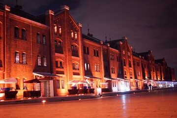 Naklejka premium 横浜赤レンガ倉庫の夜景