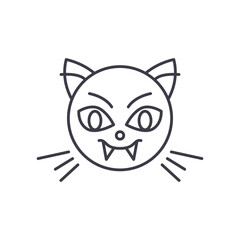 Black cat icon, linear isolated illustration, thin line vector, web design sign, outline concept symbol with editable stroke on white background.