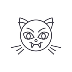 Black cat icon, linear isolated illustration, thin line vector, web design sign, outline concept symbol with editable stroke on white background.