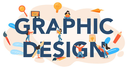Graphic design typographic header. Picture on the device screen.