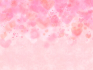 空からふわふわのハートが降ってくる可愛い背景