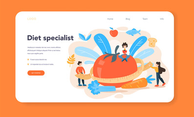 Nutritionist web banner or landing page. Diet plan with healthy