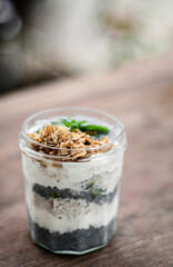 homemade healthy rustic yoghurt and granola breakfast snack cup