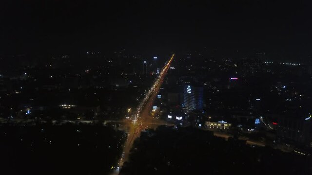 Hanoi Vietnam at night Ho Xa Dan Street from above 