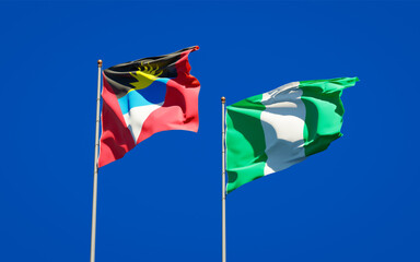 Beautiful national state flags of Nigeria and Antigua and Barbuda.