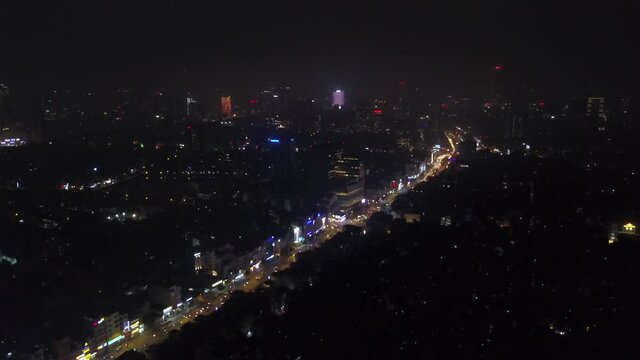 Hanoi Vietnam at night Ho Xa Dan Street from above 