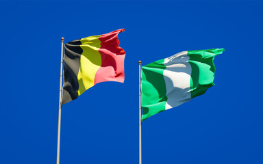Beautiful national state flags of Nigeria and Belgium.