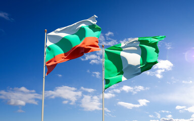 Beautiful national state flags of Nigeria and Bulgaria.